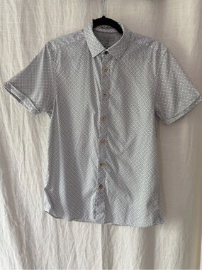 Ted Baker Mens Button Down Shirt Medium Geometric Pattern